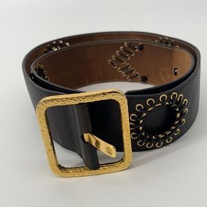 Roberto Cavalli Gorgeous Leather Black belt with gold accent